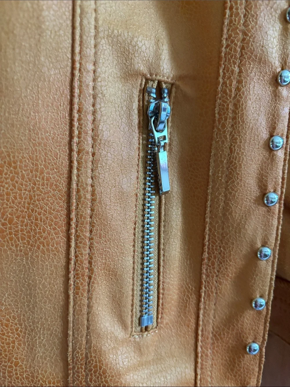 LG Orange Stud-Trim Faux Suede Jacket